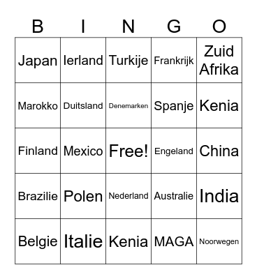 Clara's Global Bingo Card