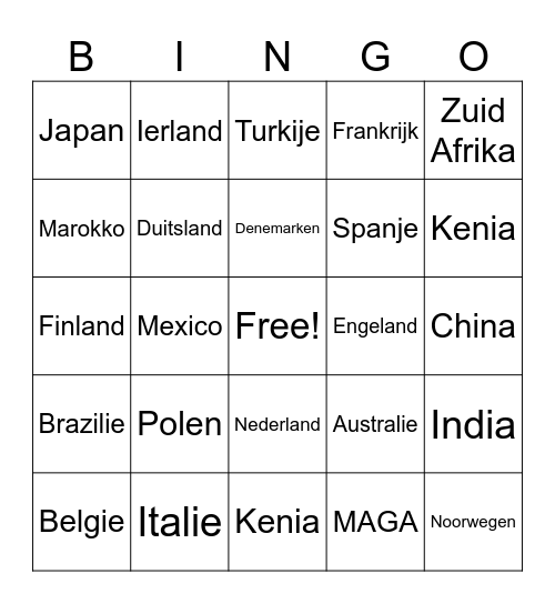 Clara's Global Bingo Card
