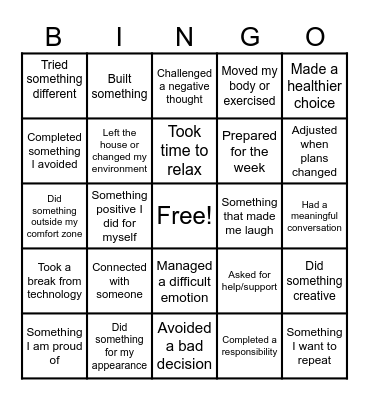 End of Summer Recap BINGO Card