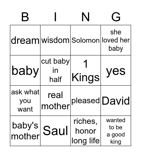 Two Women And A Baby Bingo Card