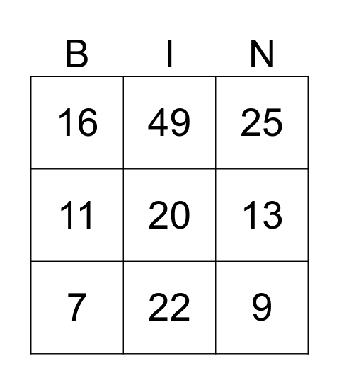 OPERAÇÕES Bingo Card