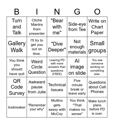 Back to School Bingo Card