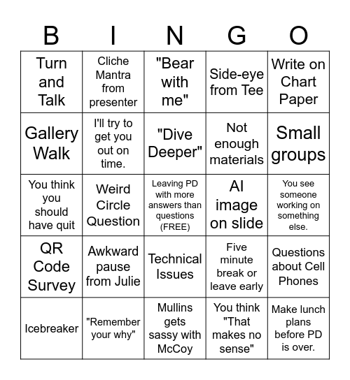 Back to School Bingo Card