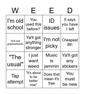 Weed Bingo Card