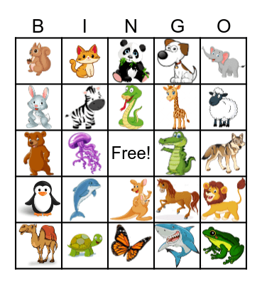 Animal Bingo Card
