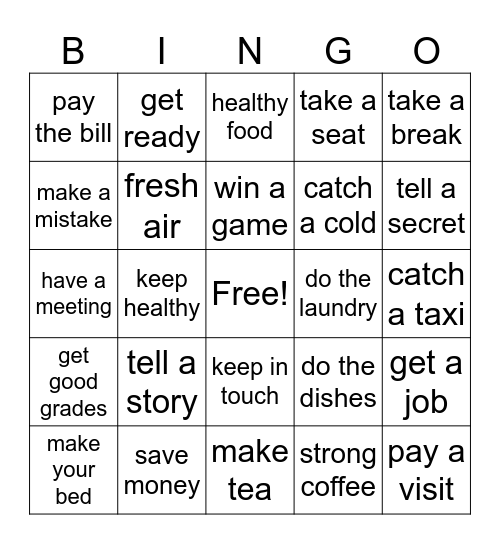 Collocations Bingo Card