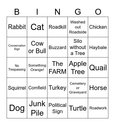 ROADTRIP BINGO Card