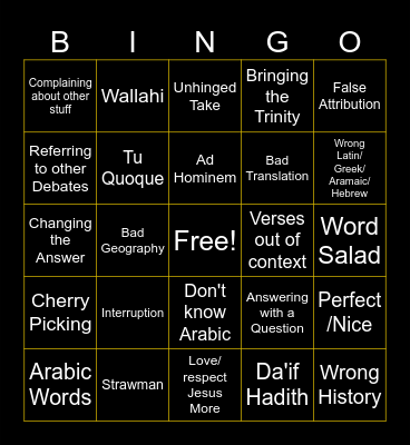 Daawa Card Bingo Card