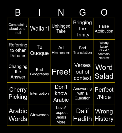 Daawa Card Bingo Card