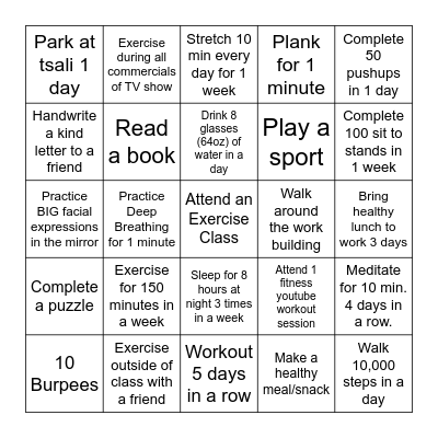 Moving Forward Program Bingo Card
