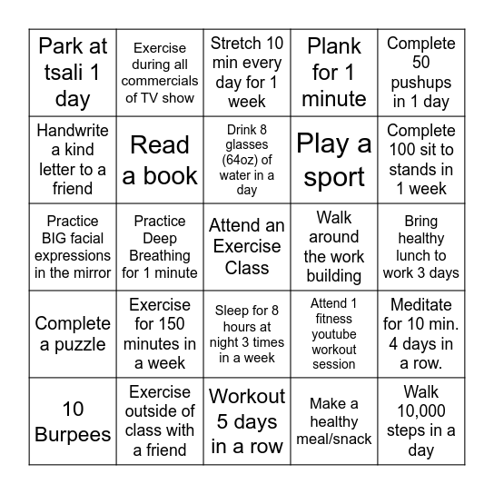 Moving Forward Program Bingo Card
