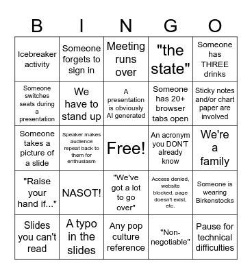 2026 Academy Week Bingo Card