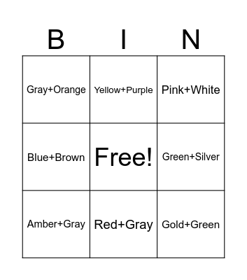 Special Color Bingo Card