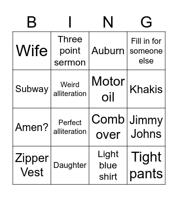 Seth Fuller Bingo Card