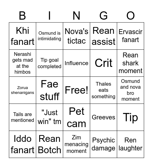 WT Bingo Card