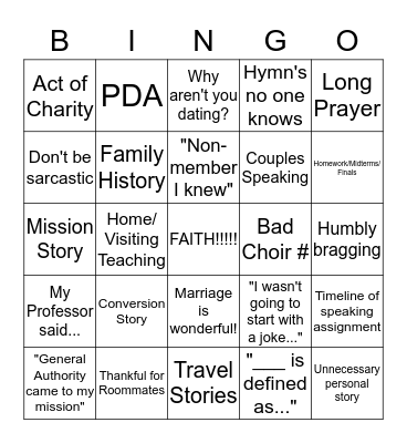 Stake Conference Bingo Card