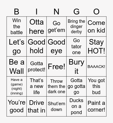 NP Baseball Mannerisms Bingo Card