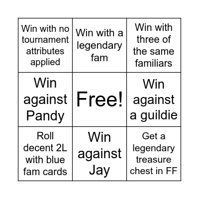 Mystic Frontier PVP Bingo Card