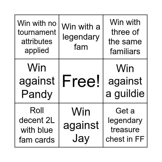 Mystic Frontier PVP Bingo Card