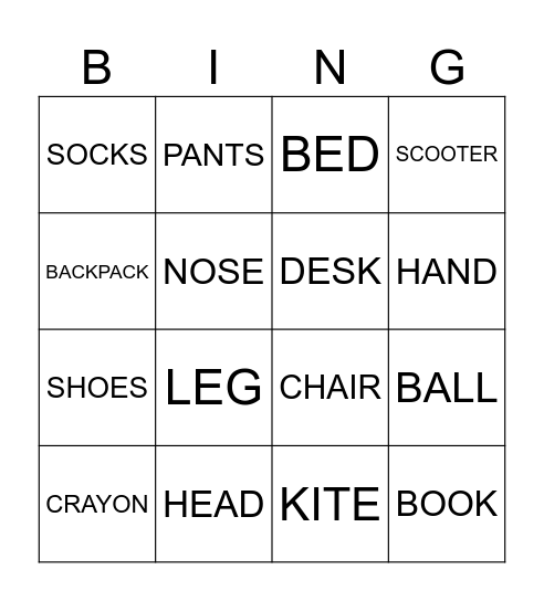 KS4 Bingo Card