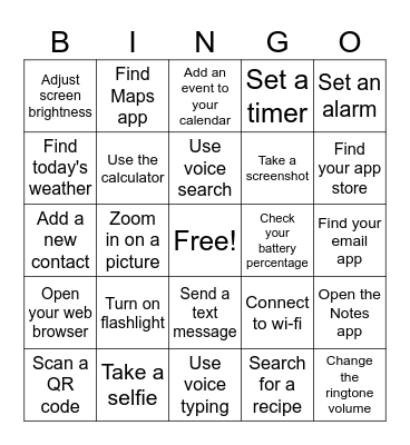 Digital Skills Bingo! Bingo Card