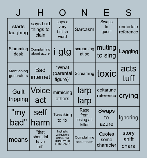 Leon rage board Bingo Card