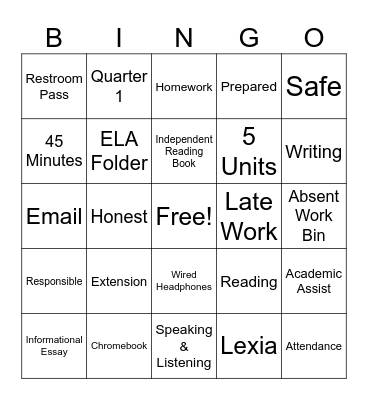 Syllabus! Bingo Card