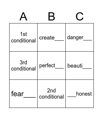 Review listening Bingo Card