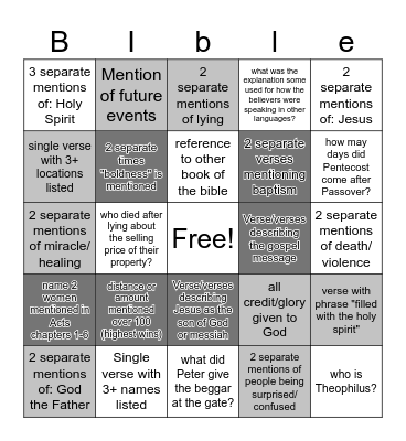 Acts chapters 1-6 lockout bingo Card