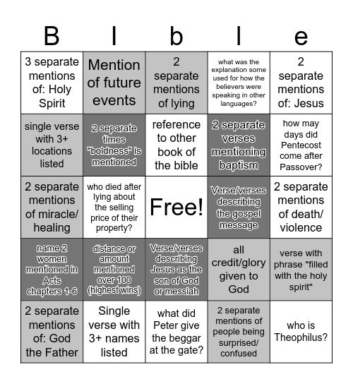 Acts chapters 1-6 lockout bingo Card