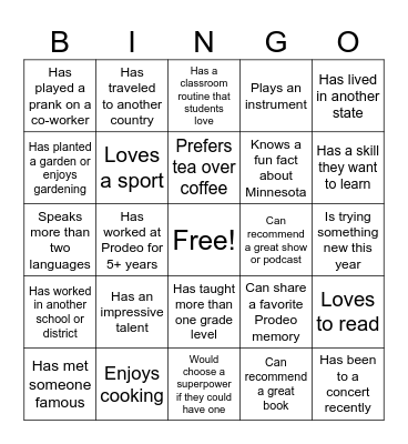 SPEA Bingo Card