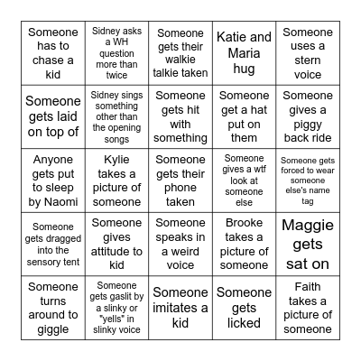 Staff/Volunteer Summer Stars Bingo Card