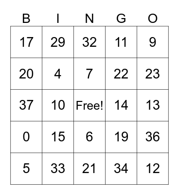 Untitled Bingo Card