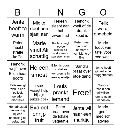 Le Thor Bingo Card