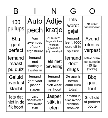 Vakantie bingooo Bingo Card