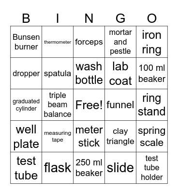 LAB EQUIPMENT BINGO Card