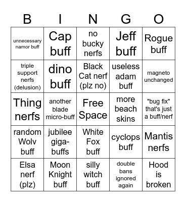 S9.5 Bingo Card