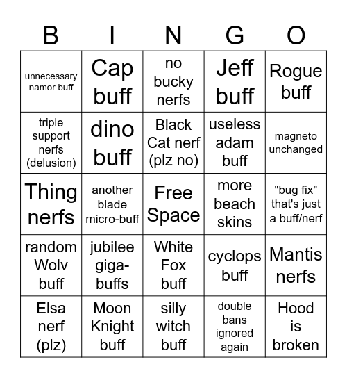 S9.5 Bingo Card