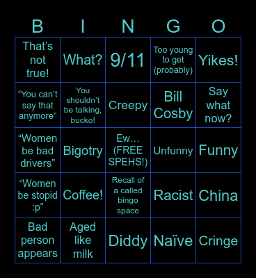 Poorly Aged Commercials Bingo Card