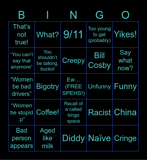 Poorly Aged Commercials Bingo Card