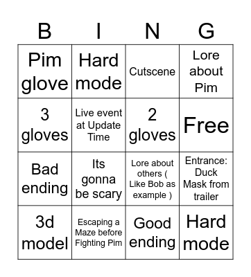 Pim Boss Bingo Card