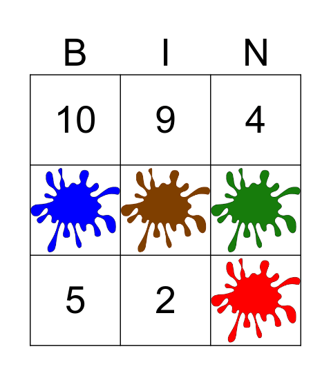 NUMBERS 1-10 AND COLORS Bingo Card