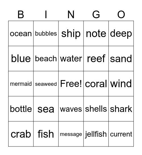 Deep Sea Legends Bingo Card