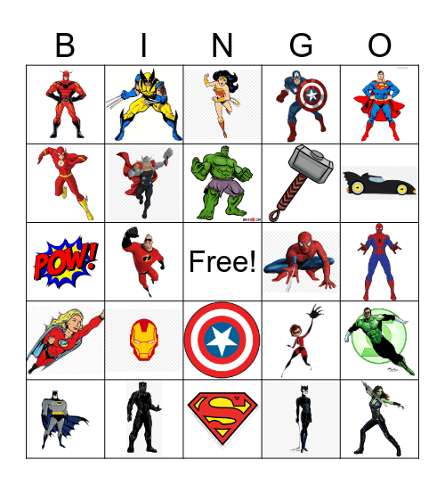 SUPERHERO BINGO Card