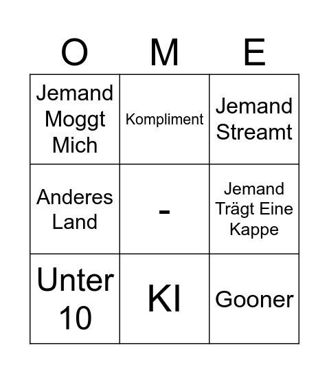 OmeTV Bingo Card
