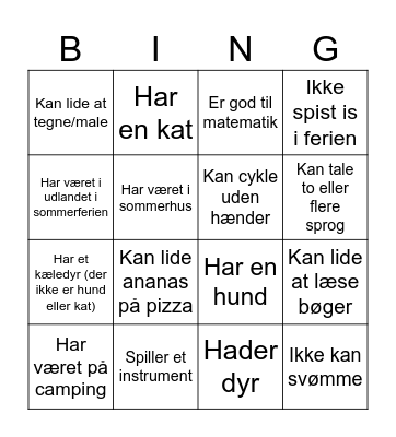 Velkommen tilbage Bingo Card