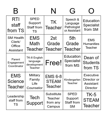 Elevate Human Bingo Card