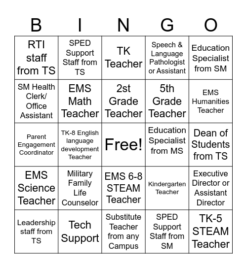 Elevate Human Bingo Card