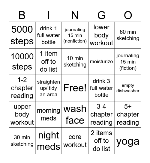 habit bingo Card