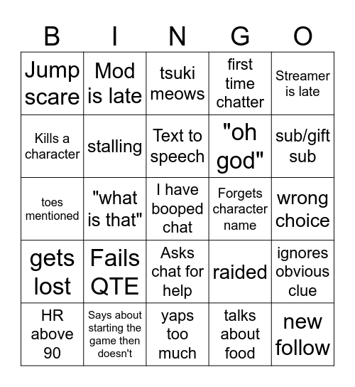 ScaredyChlo's Little Hope Bingo (Post in discord) Bingo Card